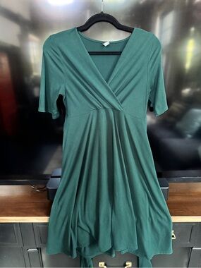 Maternity - MOTHER Emerald Green Midi Wrap-Style Dress
